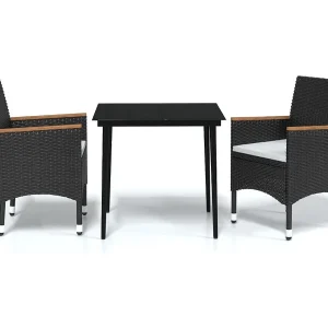 Frynjal 3-delige Tuinset met kussens zwart Frynjal 3-delige Tuinset met kussens zwart