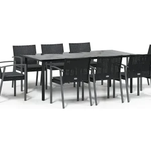 Ephrata 9-delige Tuinset met kussens poly rattan en staal Ephrata 9-delige Tuinset met kussens poly rattan en staal