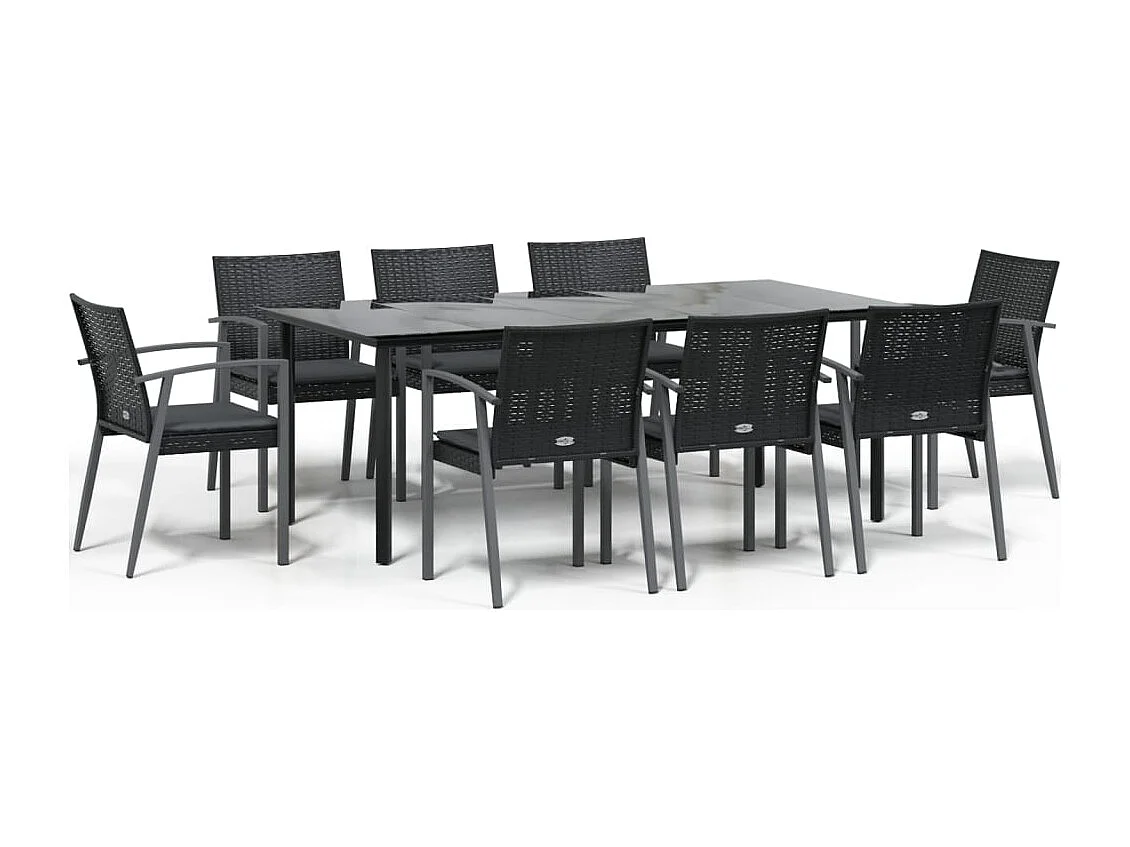 Ephrata 9-delige Tuinset met kussens poly rattan en staal