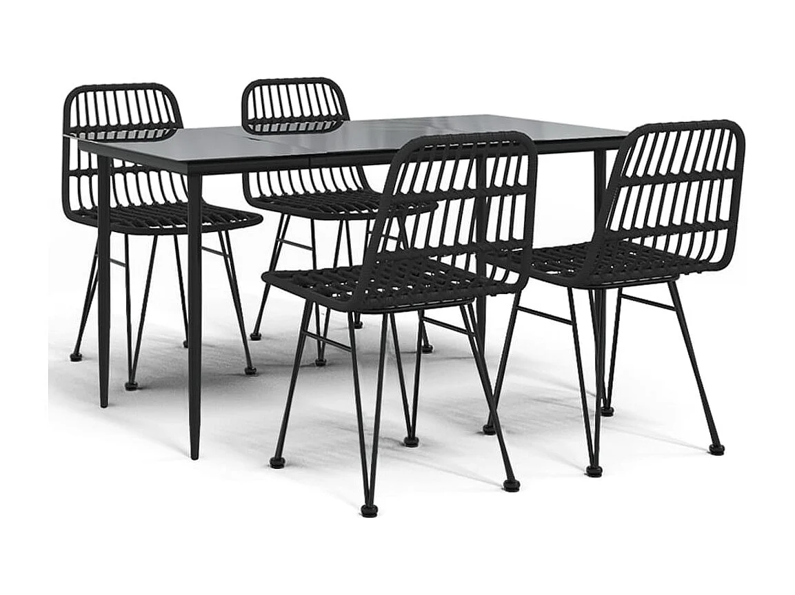 Eden Prairie 5-delige Tuinset poly rattan zwart