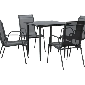 Fayra 5-delige Tuinset textileen en staal zwart Fayra 5-delige Tuinset textileen en staal zwart
