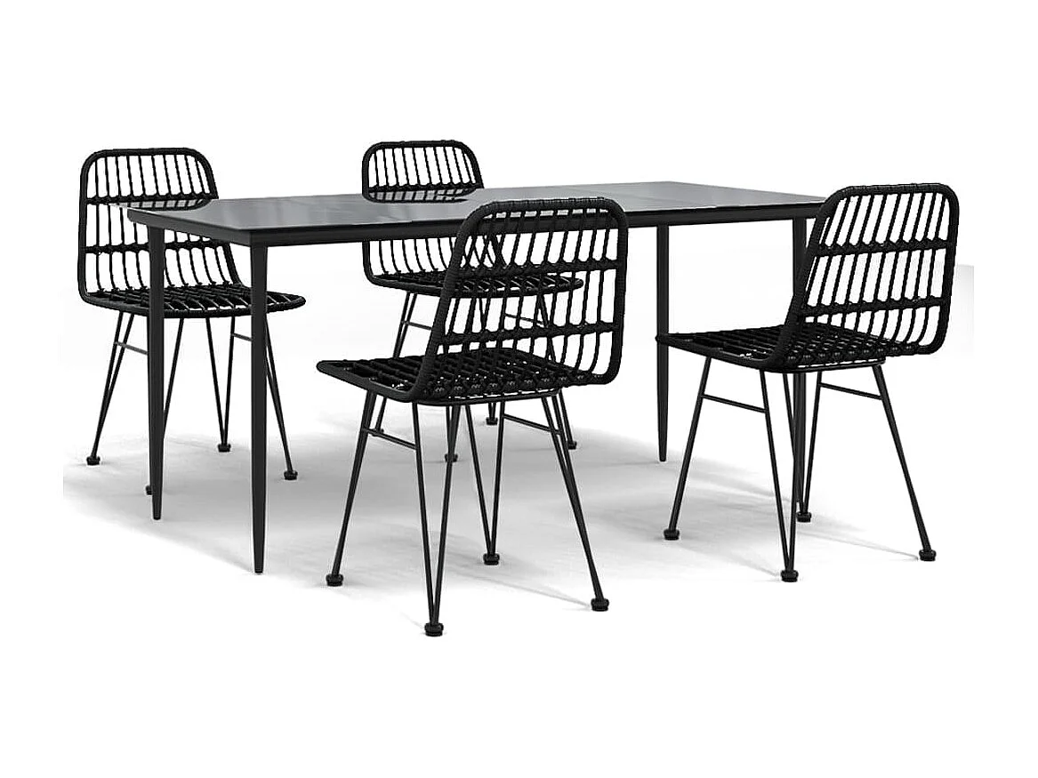 Eden Prairie 5-delige Tuinset poly rattan zwart