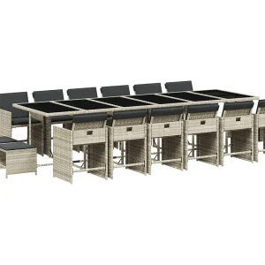 Enfield  17-delige Tuinset met kussens poly rattan lichtgrijs