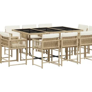 Emilia 11-delige Tuinset met kussens poly rattan beige Emilia 11-delige Tuinset met kussens poly rattan beige