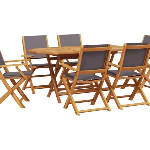 Geldenor 7-delige Tuinset massief hout en stof antracietkleurig Geldenor 7-delige Tuinset massief hout en stof antracietkleurig
