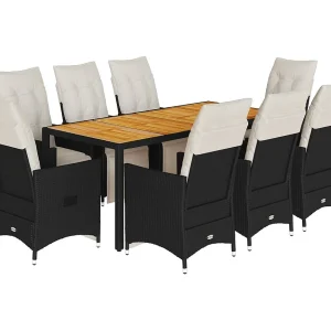 Essex 9-delige Tuinset poly rattan zwart Essex 9-delige Tuinset poly rattan zwart