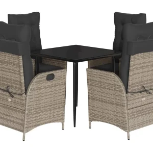 Eugenie 5-delige Tuinset met kussens poly rattan grijs Eugenie 5-delige Tuinset met kussens poly rattan grijs