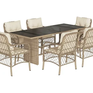 Fort Bragg 7-delige Tuinset met kussens poly rattan beige Fort Bragg 7-delige Tuinset met kussens poly rattan beige