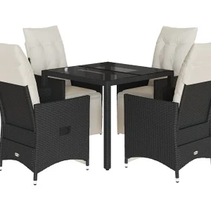 Essex 5-delige Tuinset met kussens poly rattan zwart Essex 5-delige Tuinset met kussens poly rattan zwart