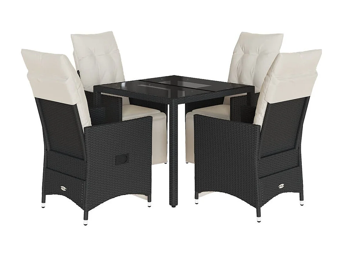Essex 5-delige Tuinset met kussens poly rattan zwart