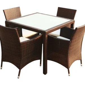 Fea 5-delige Tuinset met kussens poly rattan bruin Fea 5-delige Tuinset met kussens poly rattan bruin