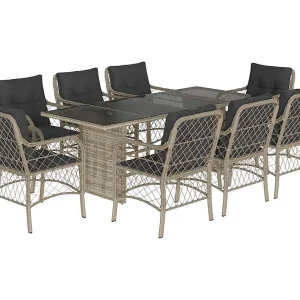 Fort Bragg 9-delige Tuinset met kussens poly rattan lichtgrijs Fort Bragg 9-delige Tuinset met kussens poly rattan lichtgrijs