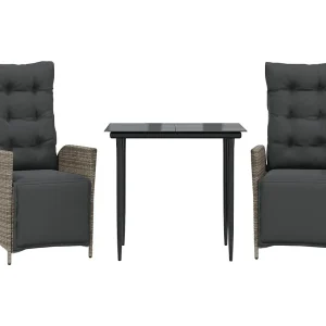 Eugenie 3-delige Tuinset met kussens poly rattan grijs Eugenie 3-delige Tuinset met kussens poly rattan grijs