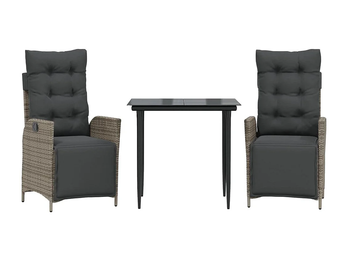 Eugenie 3-delige Tuinset met kussens poly rattan grijs