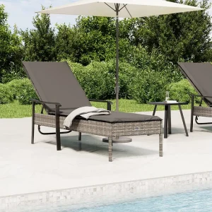 François-Daniel Ligbed met kussen poly rattan grijs François-Daniel Ligbed met kussen poly rattan grijs