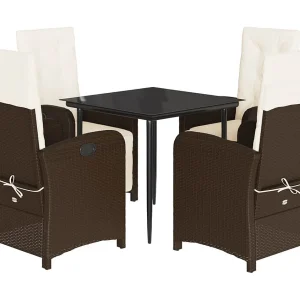Foothill Farms 5-delige Tuinset met kussens poly rattan bruin Foothill Farms 5-delige Tuinset met kussens poly rattan bruin