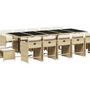 Enfield  15-delige Tuinset met kussens poly rattan beige