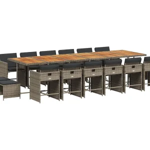 Enfield  17-delige Tuinset met kussens poly rattan grijs