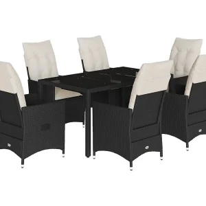 Elm Grove  7-delige Tuinset met kussens poly rattan zwart