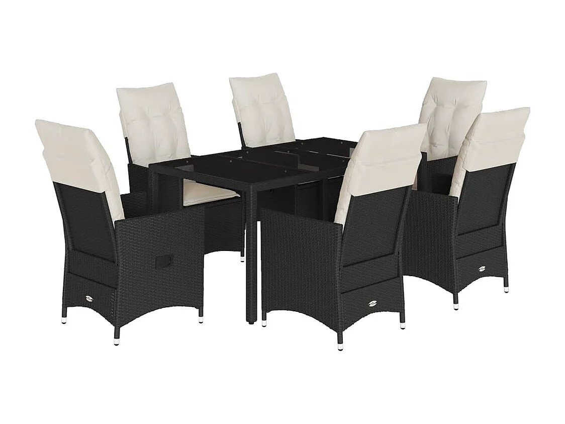 Elm Grove 7-delige Tuinset met kussens poly rattan zwart