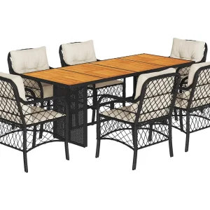 Fort Bragg 7-delige Tuinset met kussens poly rattan zwart Fort Bragg 7-delige Tuinset met kussens poly rattan zwart