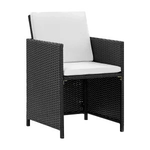 Drumaness  11-delige Tuinset met kussens poly rattan zwart