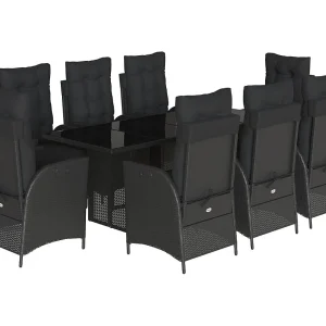 Emory  9-delige Tuinset poly rattan zwart
