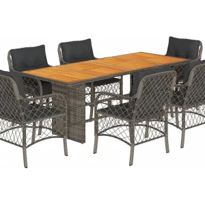 Fort Bragg 7-delige Tuinset met kussens poly rattan grijs Fort Bragg 7-delige Tuinset met kussens poly rattan grijs