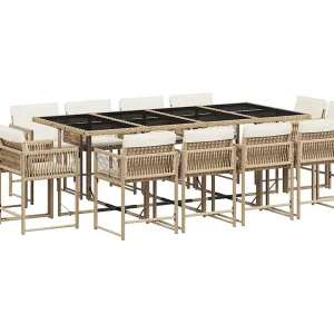 Emilia 13-delige Tuinset met kussens poly rattan beige Emilia 13-delige Tuinset met kussens poly rattan beige