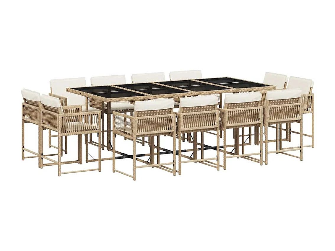Emilia 13-delige Tuinset met kussens poly rattan beige