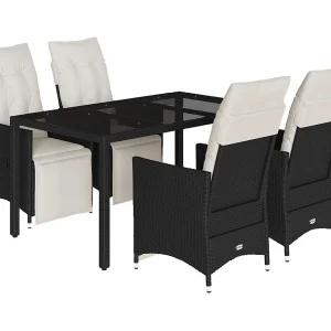 Essex 5-delige Tuinset met kussens poly rattan zwart Essex 5-delige Tuinset met kussens poly rattan zwart