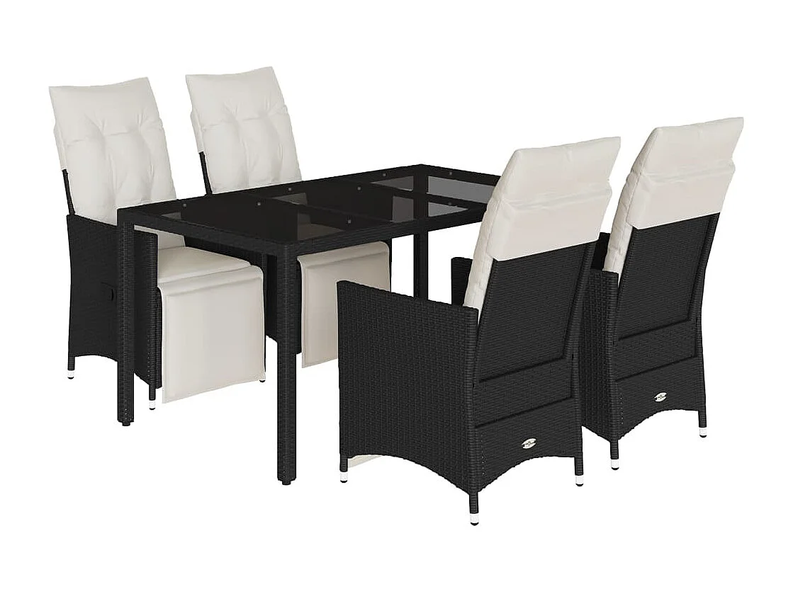 Essex 5-delige Tuinset met kussens poly rattan zwart