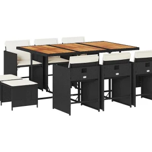 Enfield  11-delige Tuinset met kussens poly rattan zwart