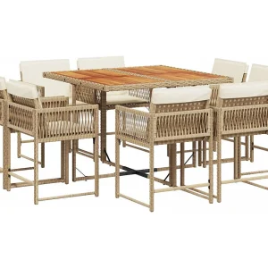 Emilia 9-delige Tuinset met kussens poly rattan beige Emilia 9-delige Tuinset met kussens poly rattan beige