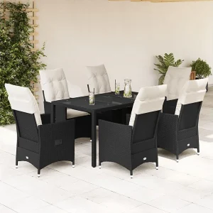 Elm Grove  7-delige Tuinset met kussens poly rattan zwart