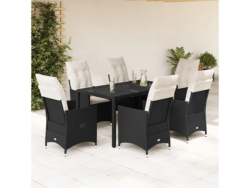 Elm Grove 7-delige Tuinset met kussens poly rattan zwart