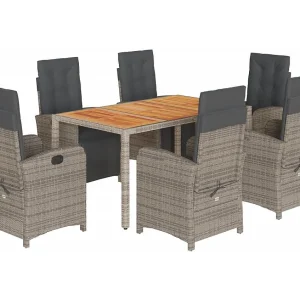 Fishers 7-delige Tuinset met kussens poly rattan grijs Fishers 7-delige Tuinset met kussens poly rattan grijs