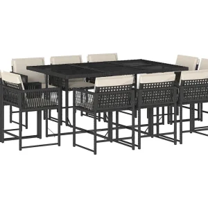 Emilia 11-delige Tuinset met kussens poly rattan zwart Emilia 11-delige Tuinset met kussens poly rattan zwart