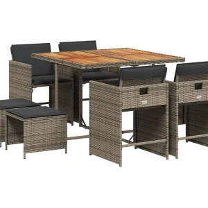 Enfield  9-delige Tuinset met kussens poly rattan grijs