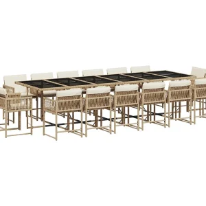 Emilia 17-delige Tuinset met kussens poly rattan beige Emilia 17-delige Tuinset met kussens poly rattan beige