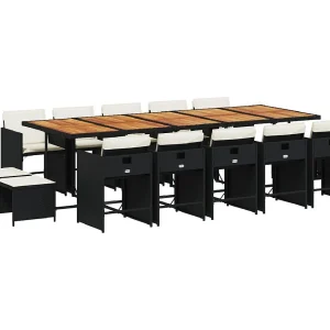 Enfield  15-delige Tuinset met kussens poly rattan zwart