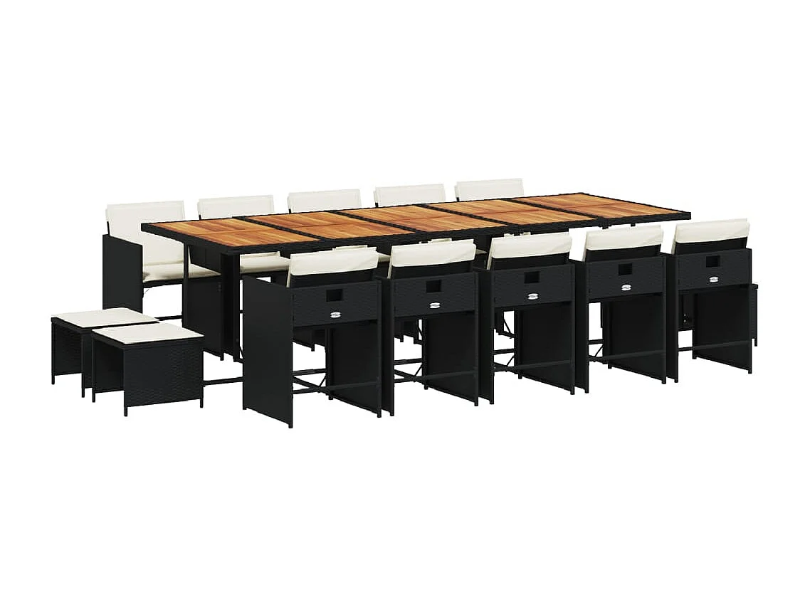 Enfield 15-delige Tuinset met kussens poly rattan zwart