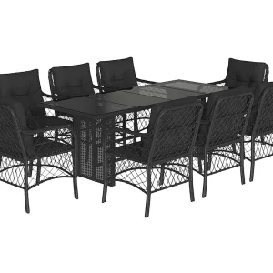 Fort Bragg 9-delige Tuinset poly rattan zwart Fort Bragg 9-delige Tuinset poly rattan zwart