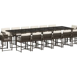 Emilia 17-delige Tuinset met kussens poly rattan bruin Emilia 17-delige Tuinset met kussens poly rattan bruin