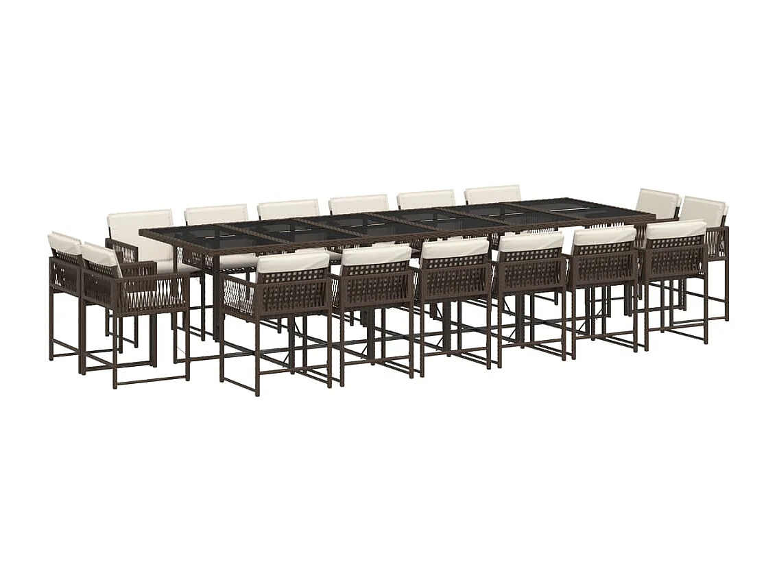 Emilia 17-delige Tuinset met kussens poly rattan bruin