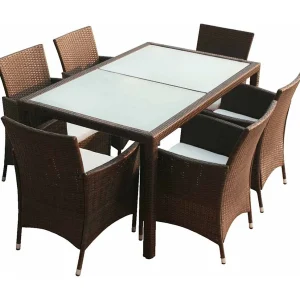 Fea 7-delige Tuinset met kussens poly rattan bruin Fea 7-delige Tuinset met kussens poly rattan bruin