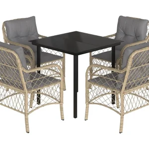 Faith Nicole  5-delige Tuinset met kussens poly rattan gemengd beige