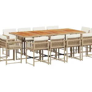 Emilia 13-delige Tuinset met kussens poly rattan beige Emilia 13-delige Tuinset met kussens poly rattan beige