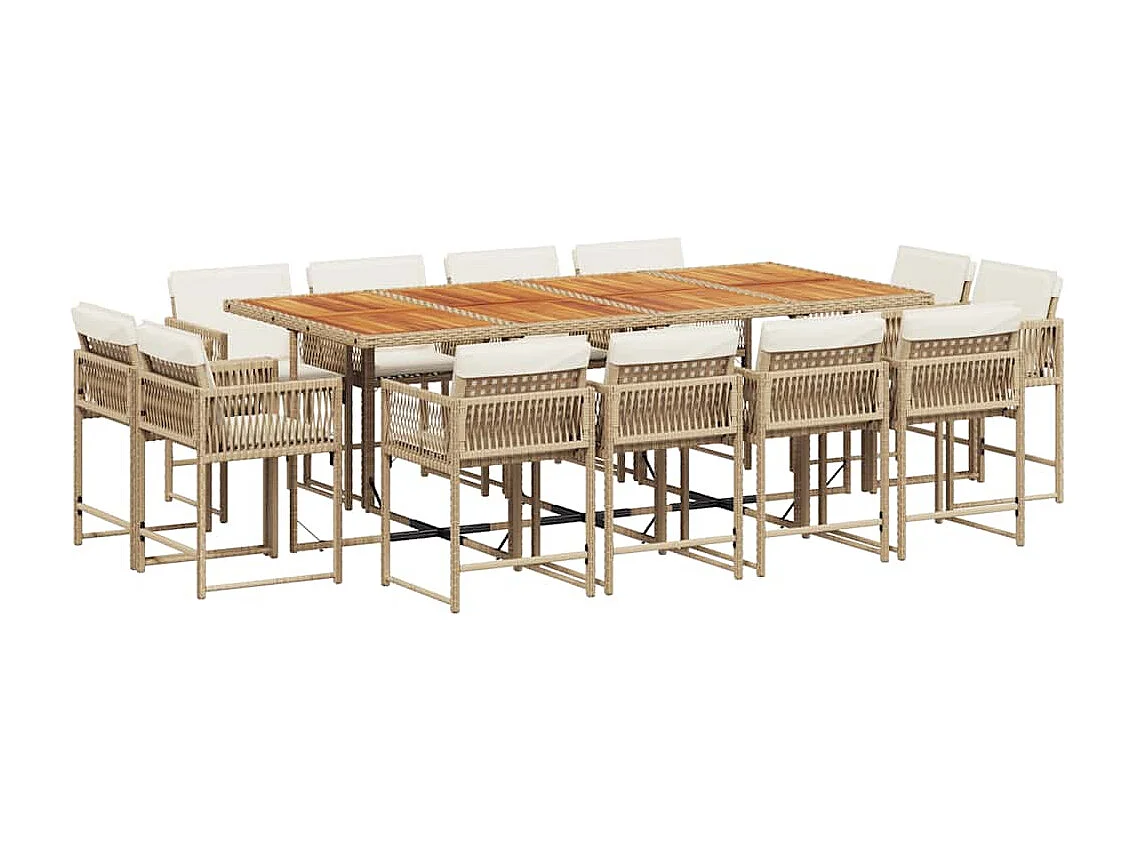 Emilia 13-delige Tuinset met kussens poly rattan beige