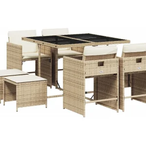 Enfield  9-delige Tuinset met kussens poly rattan beige